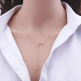 Simple gold color alloy charm chain necklace for women