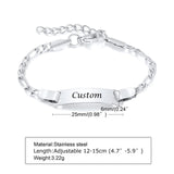 Personalized baby name bracelets made of hypoallergenic stainless steel