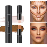 Double-headed contour stick featuring brown bronzer and foundation for smooth contouring, highlighting, and concealing.