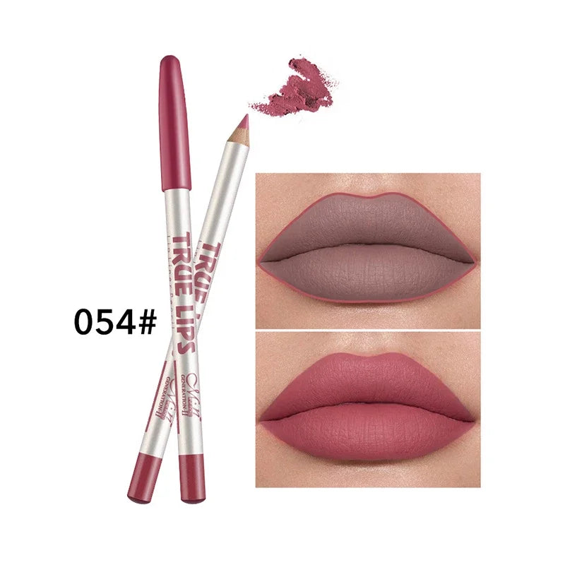 6/12pcs - Matte Lipstick Pencil and Waterproof Wooden Lip Liner Pencil