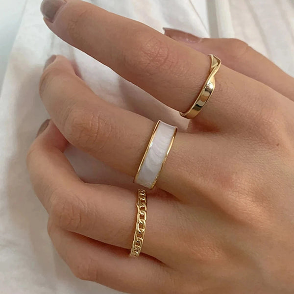 Fashion Hip Hop Adjustable White and Green Open Finger Rings for Women