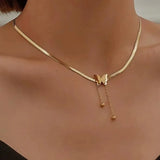 Antique gold butterfly necklace for women