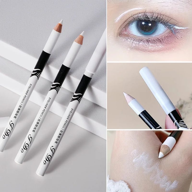 1/12 Pcs White Eyeliner - Waterproof, Smooth, Long-lasting Brightener, Easy to Apply Makeup Tool.