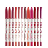 6/12pcs - Matte Lipstick Pencil and Waterproof Wooden Lip Liner Pencil