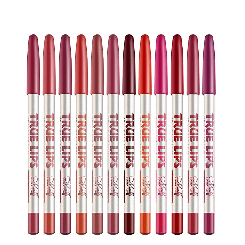 6/12pcs - Matte Lipstick Pencil and Waterproof Wooden Lip Liner Pencil